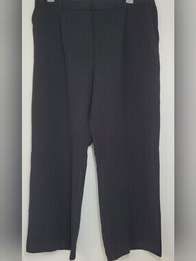 DKNY Black Wide-Leg Dress Pants With Pockets Front and Back Size16 EUC